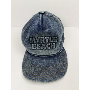Vintage MYRTLE BEACH 80s 90s DENIM Hat Cap adjustable Retro Old School Acid Wash